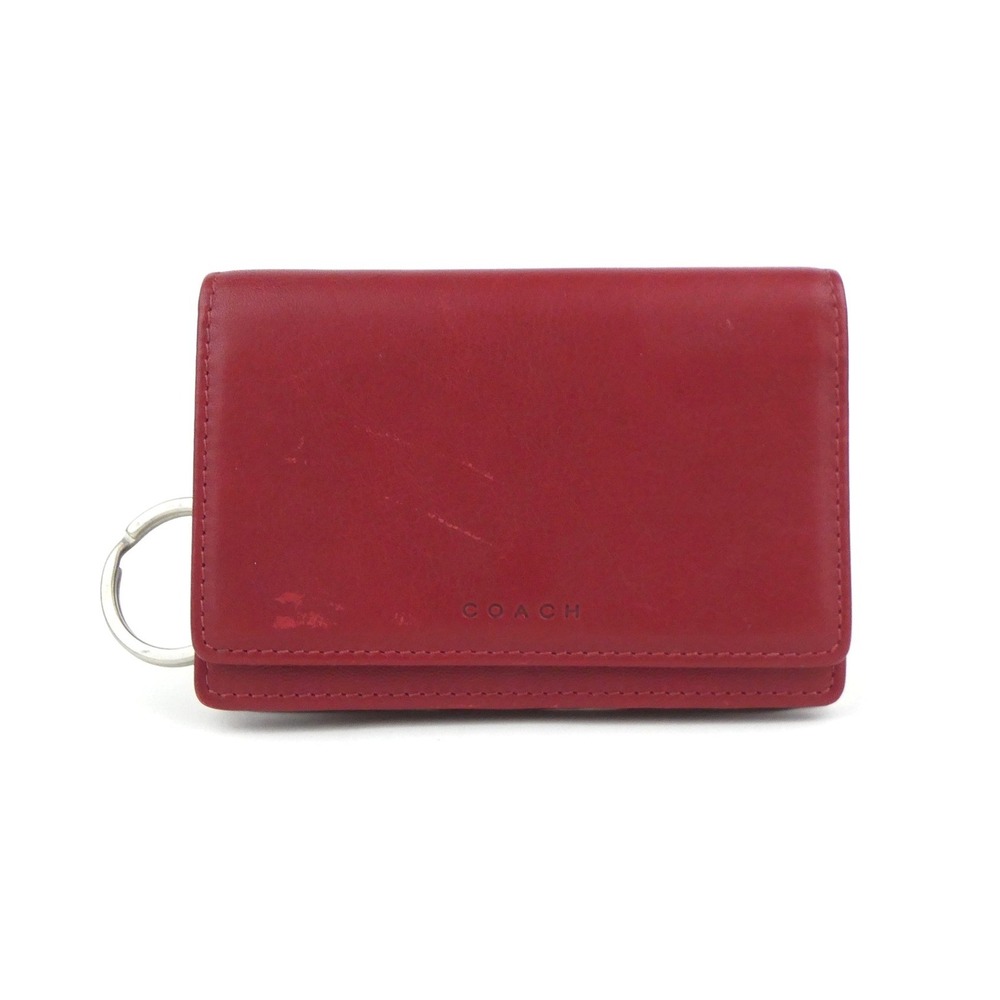 Coach Red Leather Bifold Keychain Wallet
